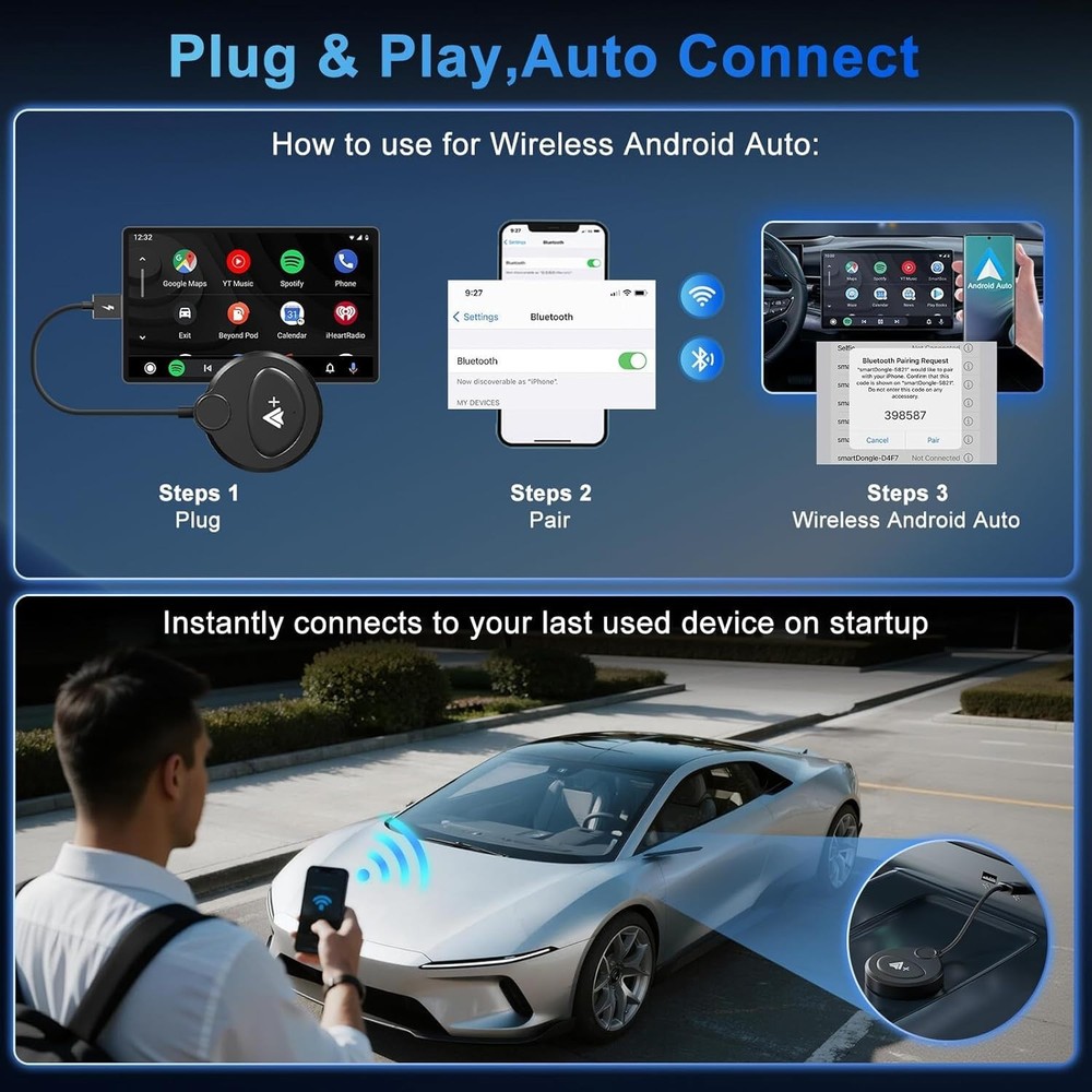 Android Auto Wireless Adapter with Video Streaming Support & Download