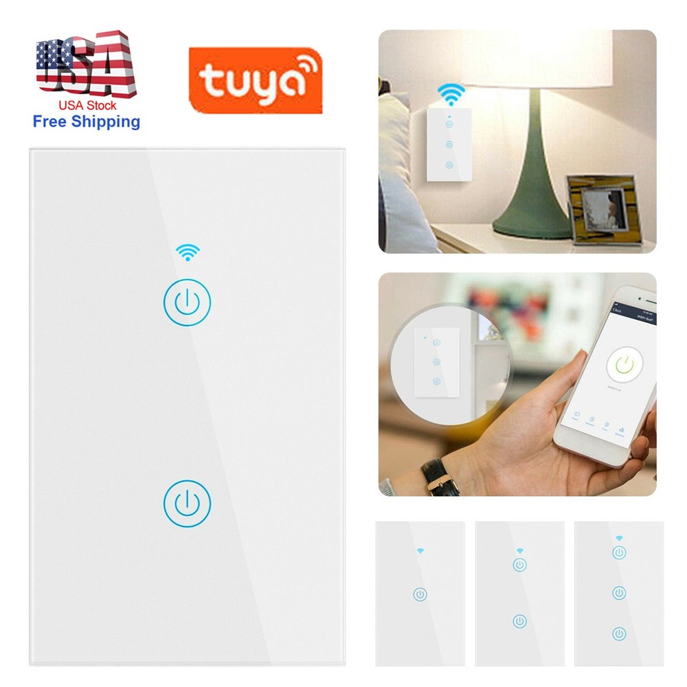 Smart WiFi Touch Switch with Glass Panel Compatible Alexa Google Tuya App Timer