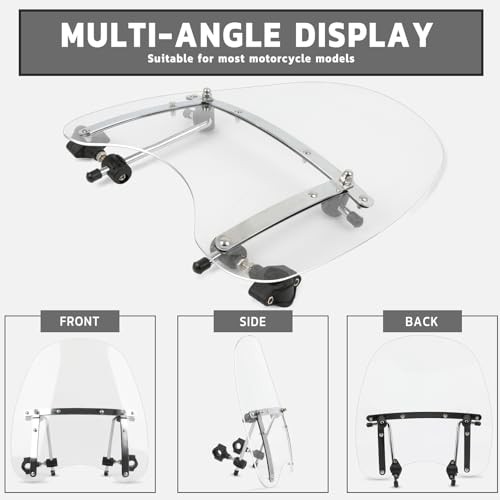 Wave Windshield Windscreen,18"x16" Motorcycle Windshield,Universal Transparent