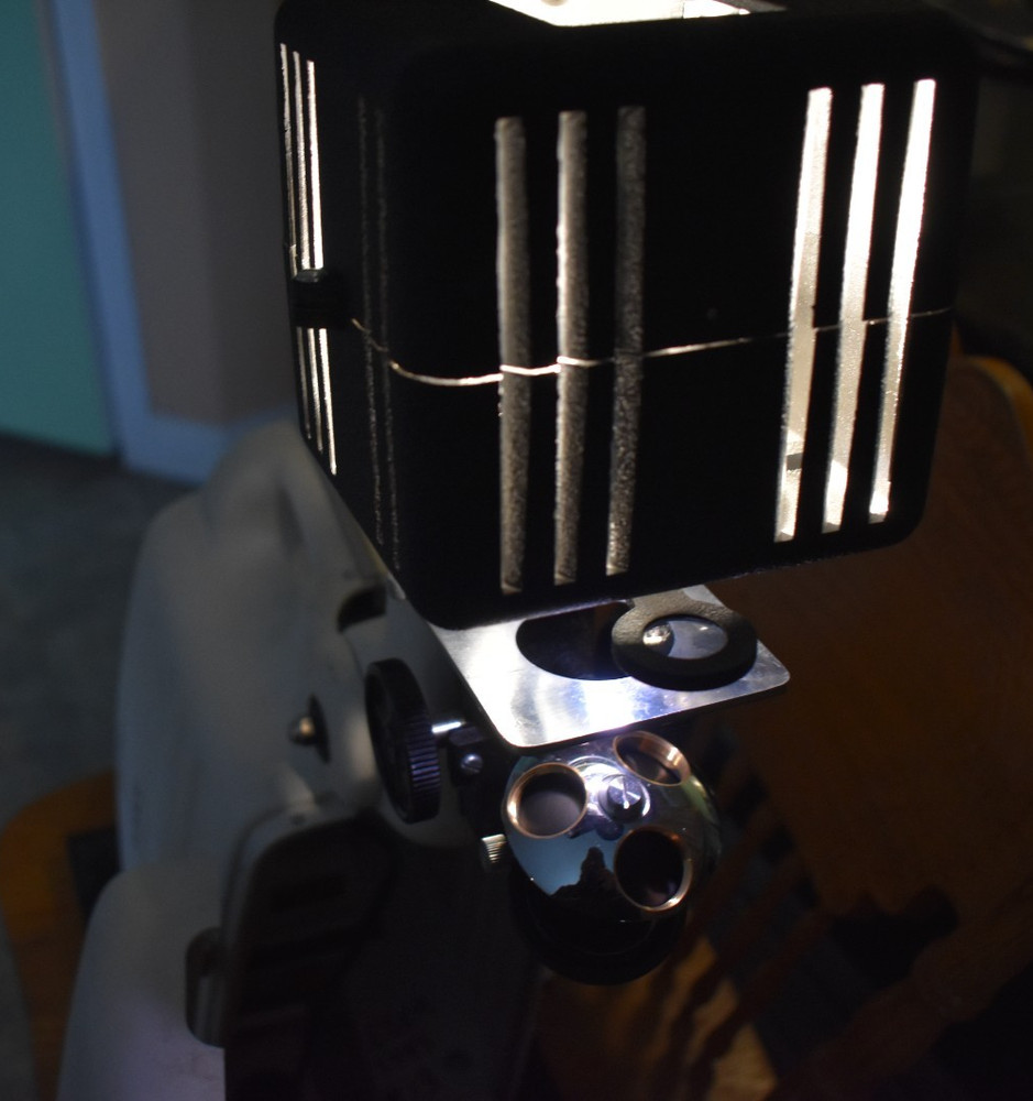 BIOSCOPE MANUFACTURING FOLDING MICROSCOPE MODEL 60A U.S.A. MADE TULSA OK.