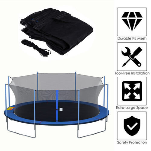12 13 14 15ft Trampoline Safety Net Round Replacement For 4 6 8 Poles Enclosure