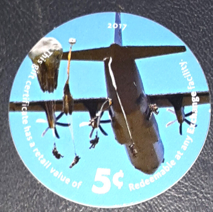 16B5   AAFES Pog  2017 U.S. ARMY Money About Uncirculation