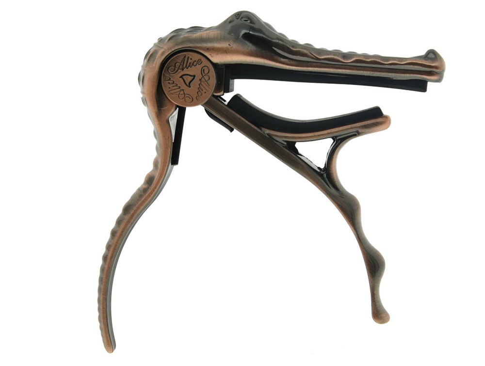 Red Bronze Guitar Capo Crocodile Shape Guitar Quick Release Trigger Key Clamp!