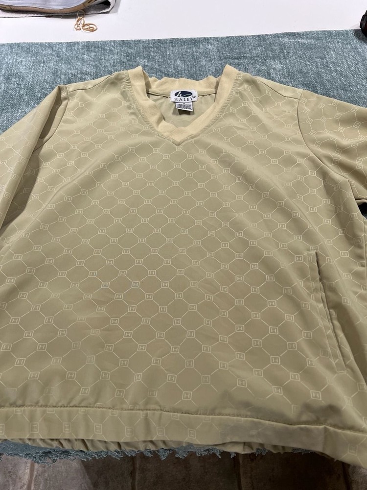 Vintage Haley Golf V-Neck Windshirt Pullover Jacket with All-Over H Logo Pattern