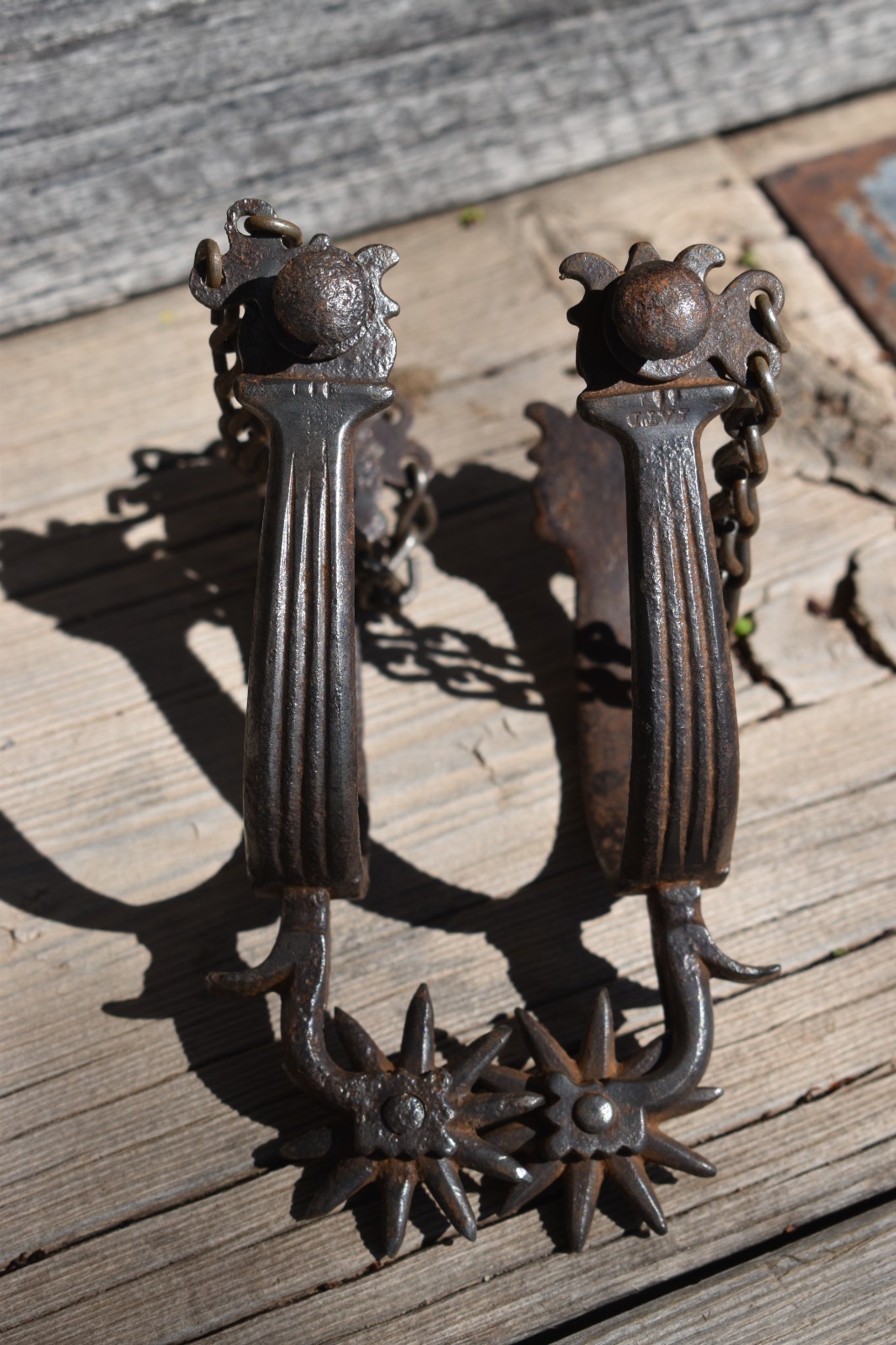 VINTAGE BUERMANN DROP SHANK SPURS W/ HEEL CHAINS