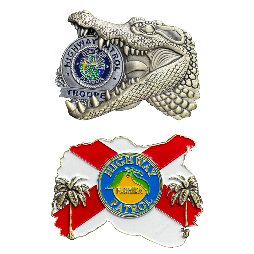 BL14-7 Florida Highway Patrol FHP State Trooper Challenge Coin Alligator Alcatra