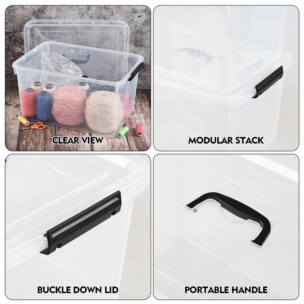 20 Quart Latching Storage Box, Stackable Bin with Latch Lid & Handle, 4/6 Pack