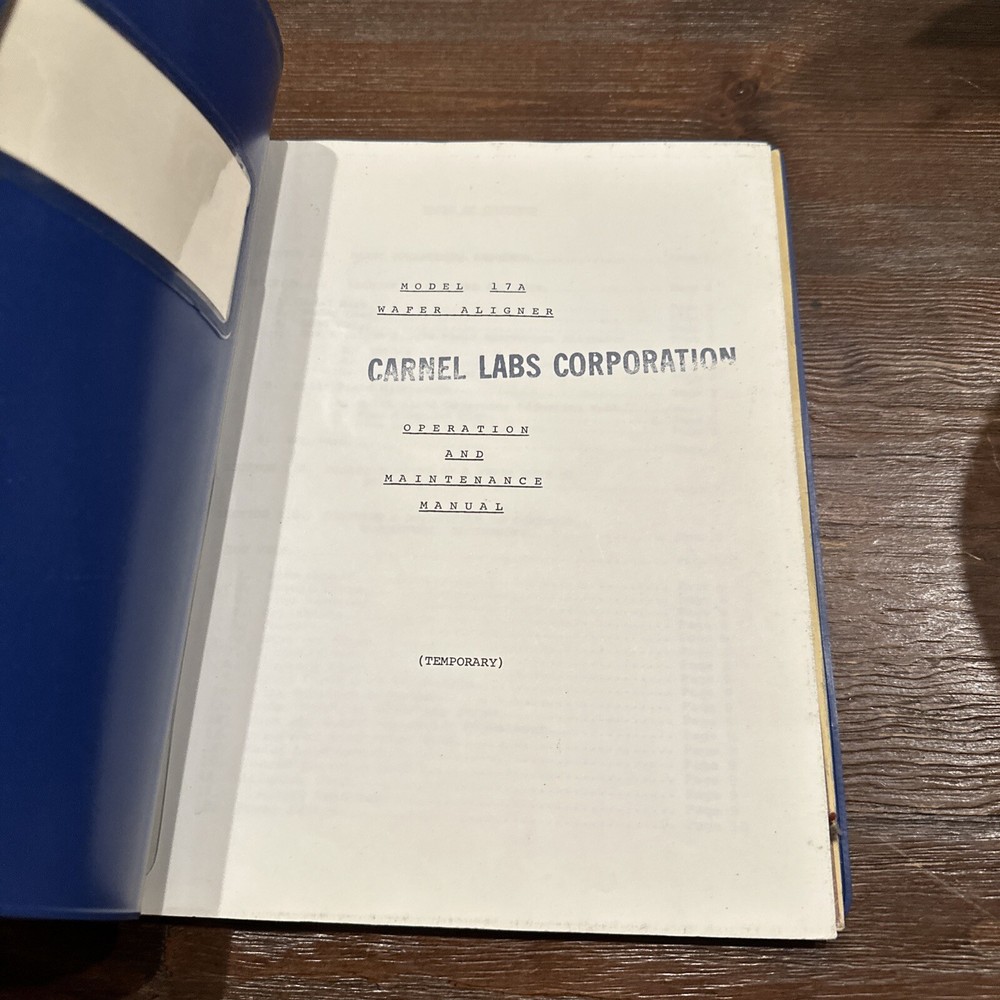 Kasper Model 17A Wafer Aligner Operating & Maintenance Manual