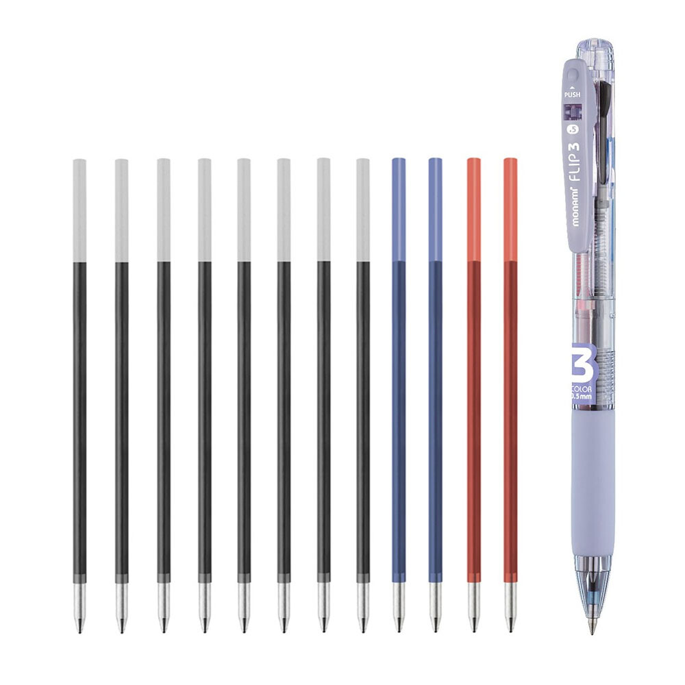 Monami FLIP 3 0.5mm 3Color Ballpoint Pen 1p x refills 12p