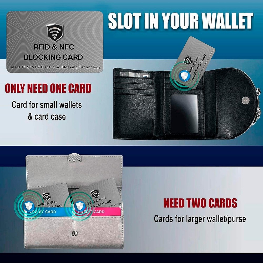 SaiTech IT 2 Pack RFID Blocking Cards, One Card Protects 2 Pcs Grey, Grey