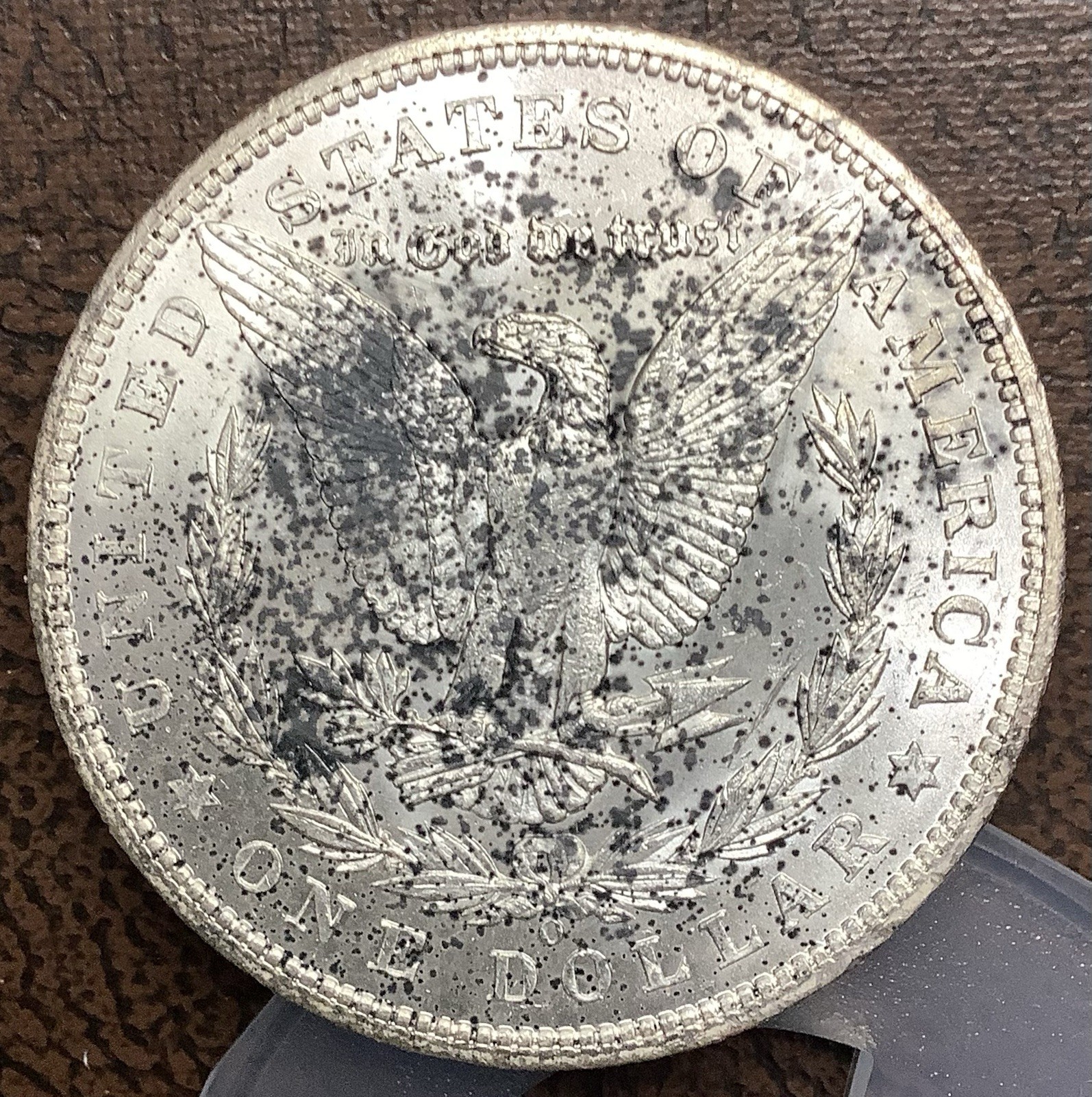 1904-O Morgan Silver Dollar Uncirculated Detail Environmental Damage Ugly Toning