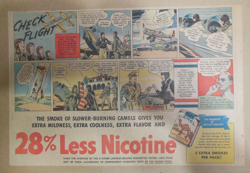 WW 2 Camel Cigarette Ad: Flight Instructor Training ! Size: 11 x 15 inches