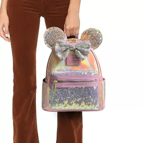 Minnie Mouse Loungefly Sequin Backpack Women Girls Shoulder Bag Handbag Disney