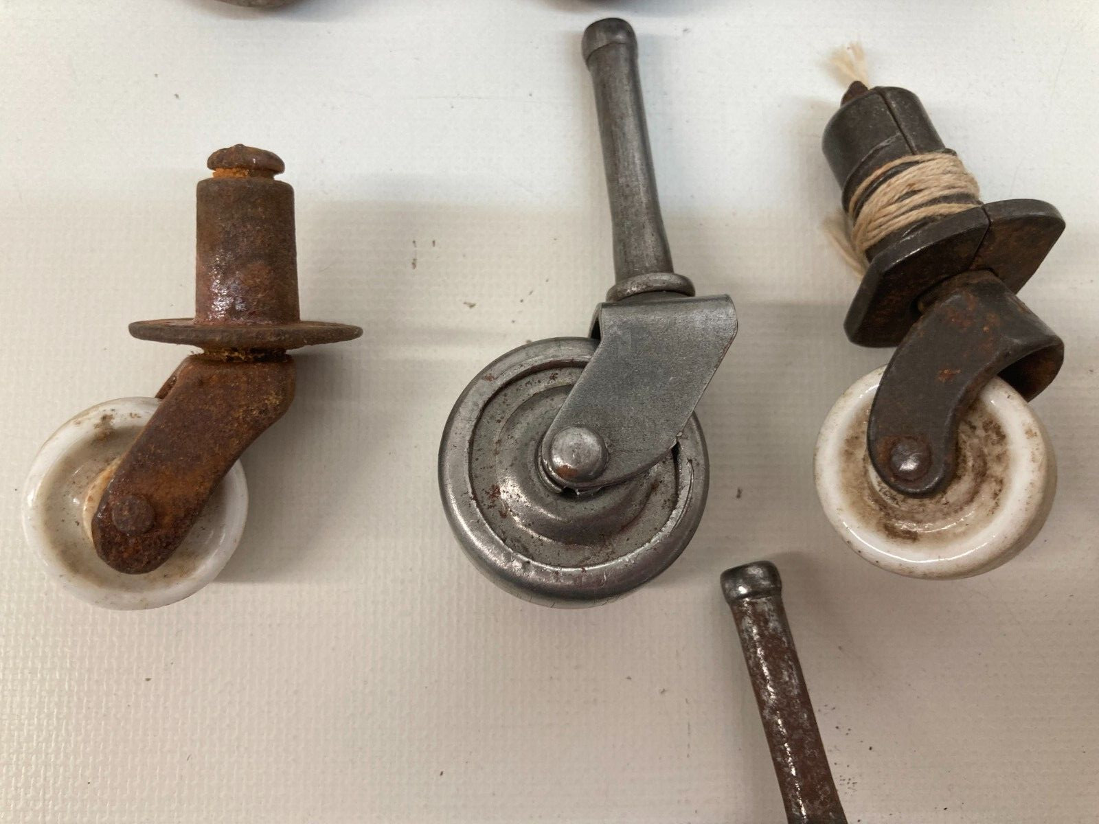 Lot of 17 Vintage Wooden Casters, Furniture Rollers, Antique Mixed Steampunk