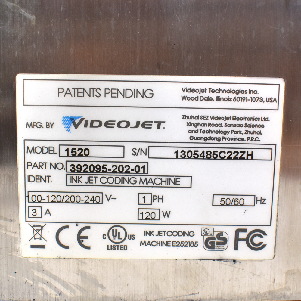 VideoJet 1520 Continuous Inkjet Printer Coding QR Code Machine 392095-202-01