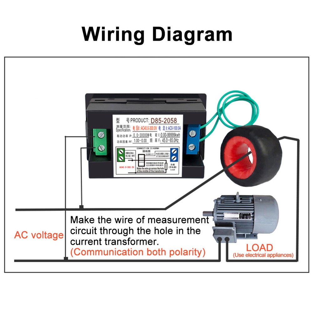 Digital LCD Voltage Current Energy Power Panel Meter AC 40-300V 100A Voltmeter