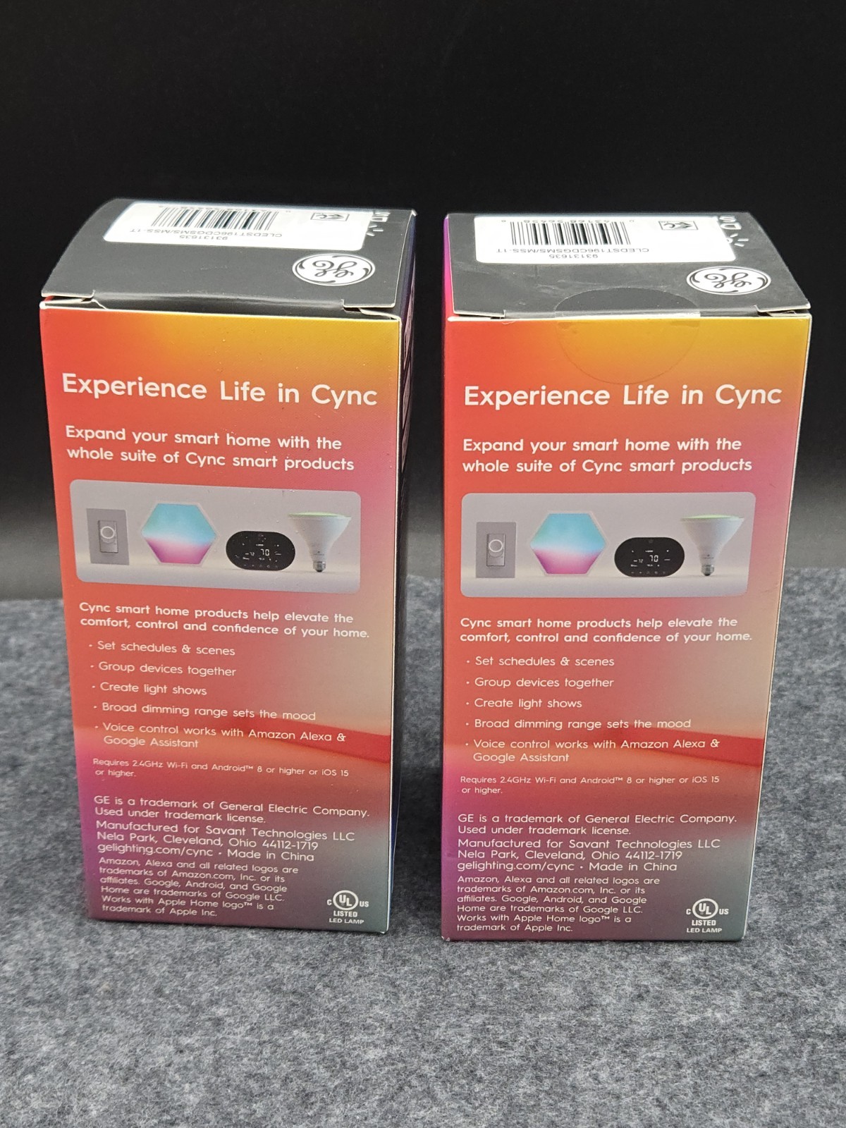 2 Pack GE Cync ST19 Full Color Direct Connect LED Smart Bulb WiFi Alexa Google