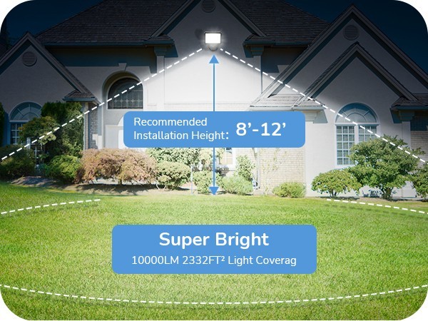 EDISHINE 2-Pack 73W LED Flood Light, Super Bright 10000LM 5000K Outdoor Security