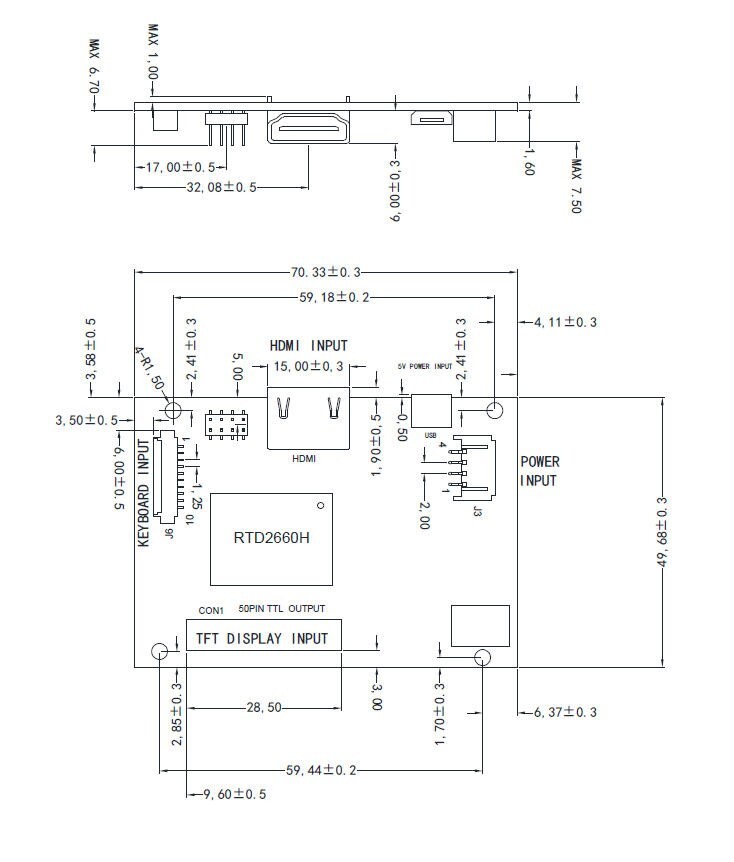 Raspberry PI 5" 480X272 TFT LCD Display with Small HDMI Driving/Controller Board