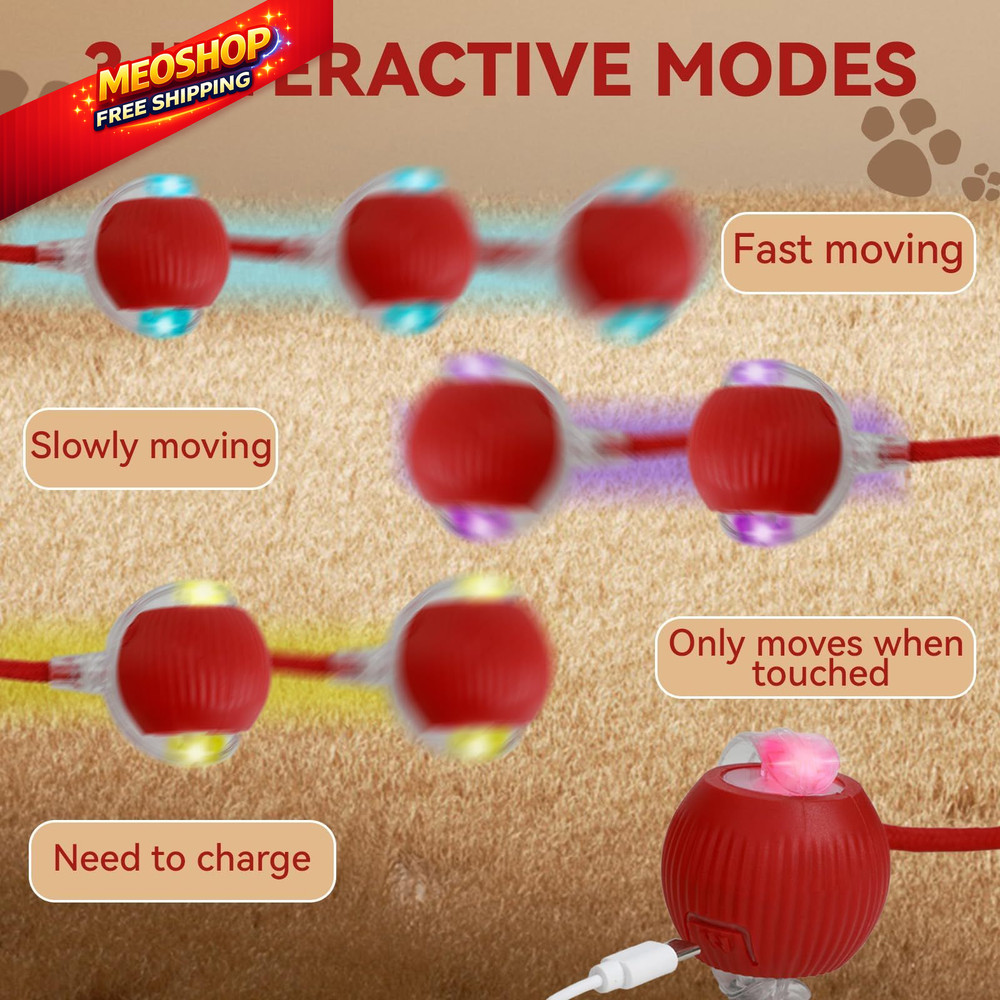 Guyugoey Interactive Electric Automatic Rolling Moving Rechargeable Self RED