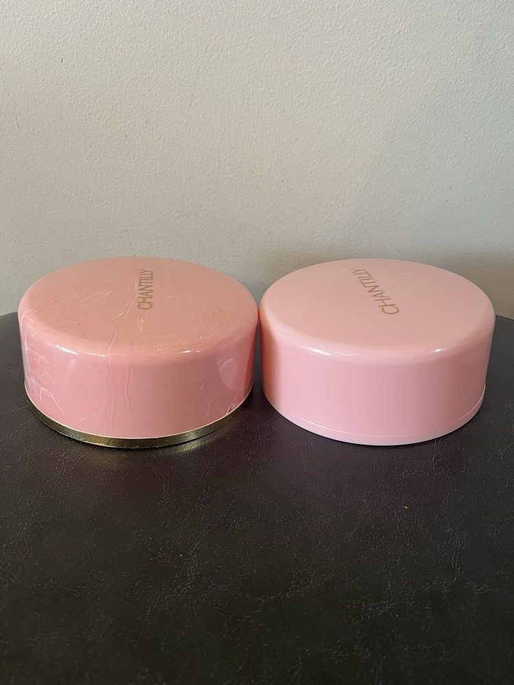 Vintage CHANTILLY Pink Marbled & Solid Dusting Powder EMPTY Containers W Lids