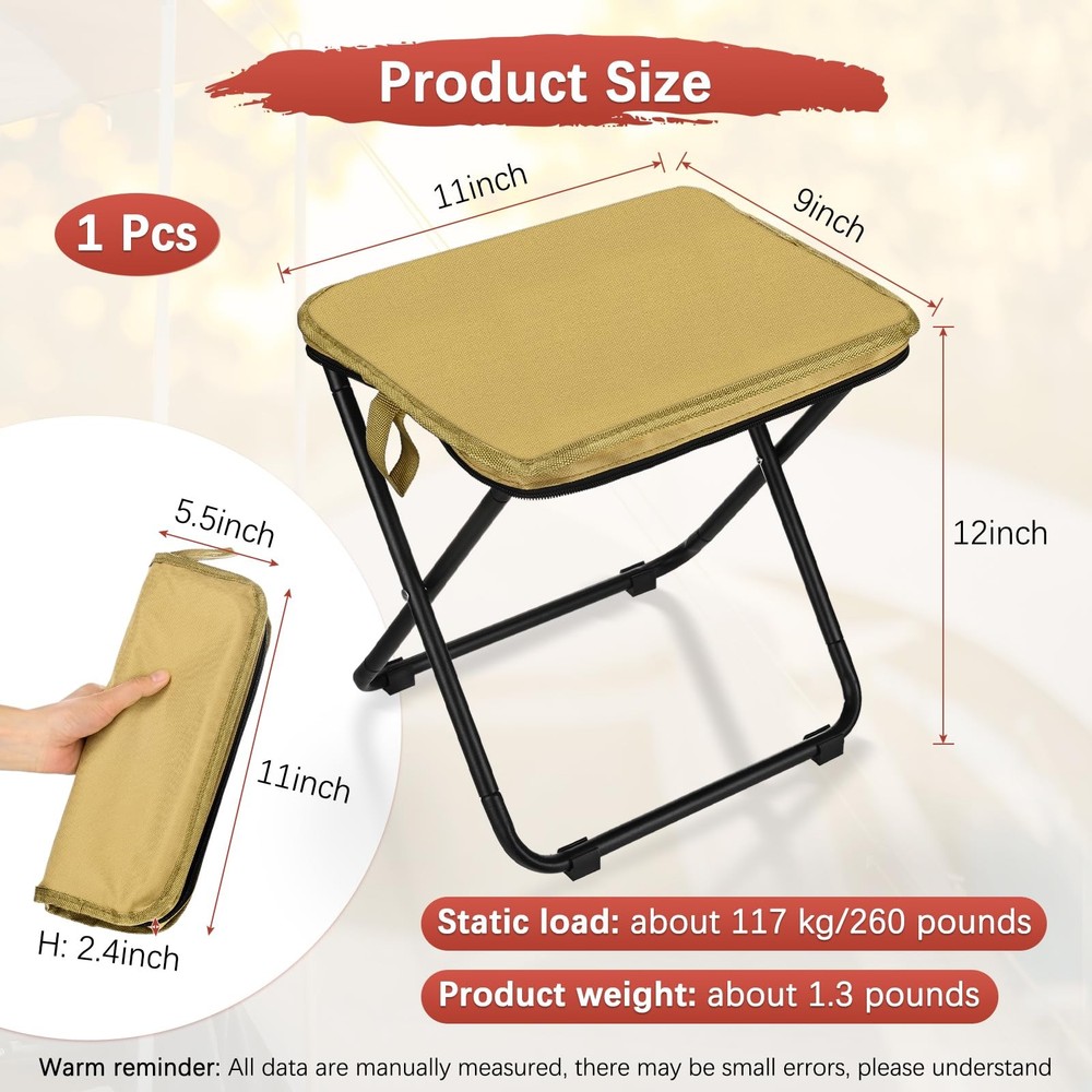 Small Foldable Backpack Stool, 12-Inch Mini Portable Camping Stool Folding Ch...
