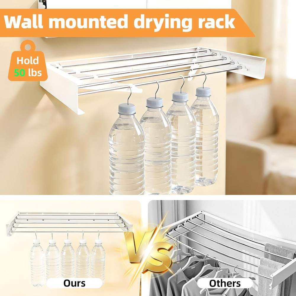 Wall Mounted Clothes Drying Rack 32", Collapsible Space Saving Laundry Drying Ra