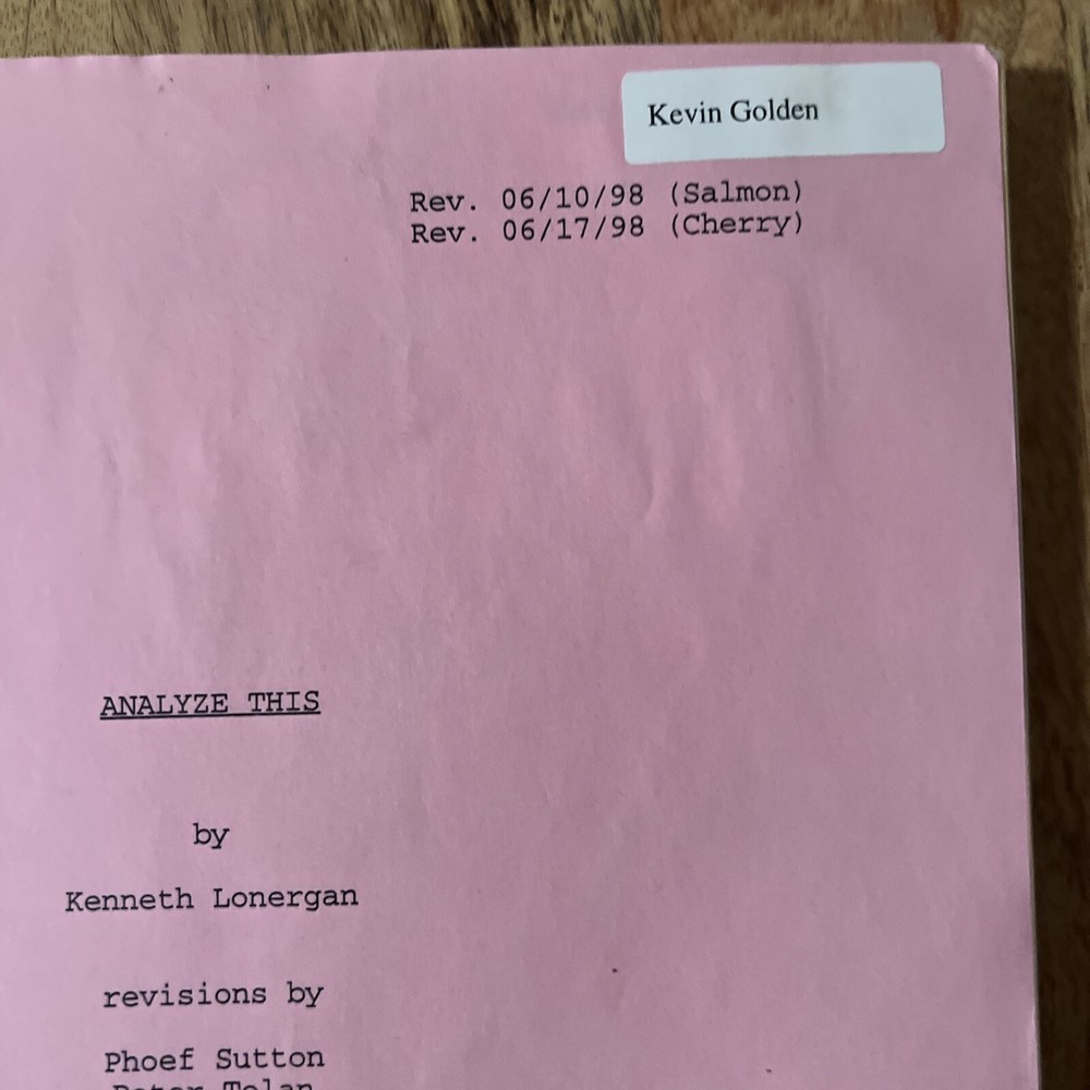 ANALYZE THIS original SCRIPT ROBERT DE NIRO, BILLY CRYSTAL from set Rev. 6/17/98