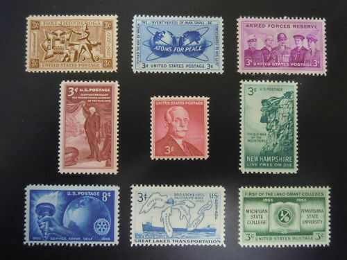 US, 1955 Year set, 9 stamps,  MNH