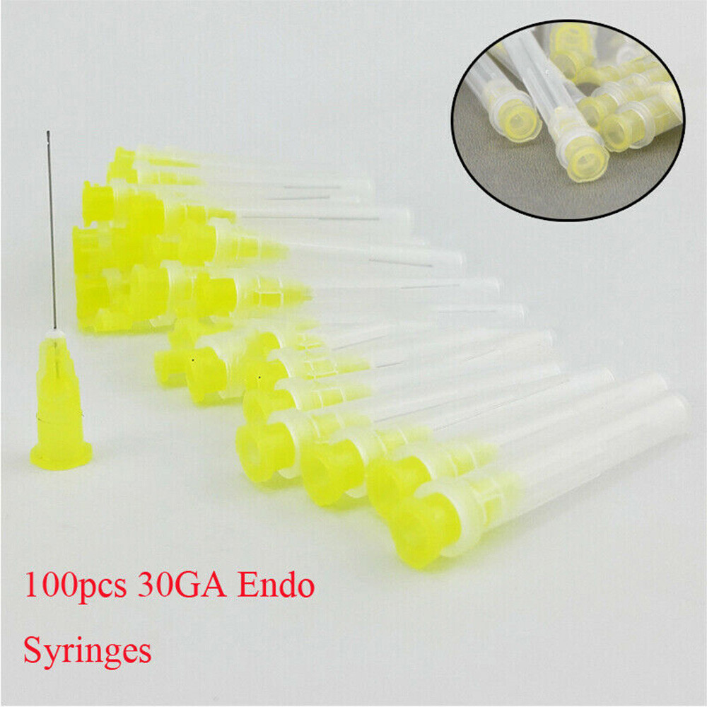 100件装牙科内腔灌溉针头30GA端关闭侧孔注射器新品-