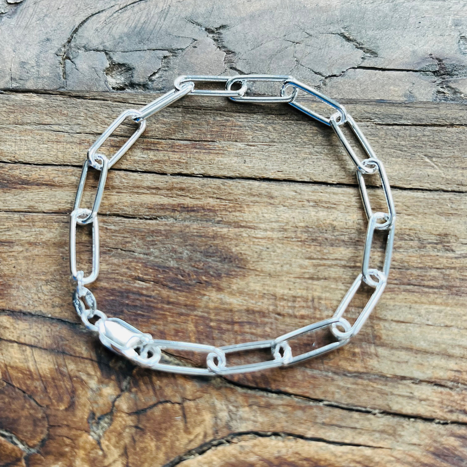 Real Solid 925 Sterling Silver Paper clip Chain Paperclip Necklace Made in Italy