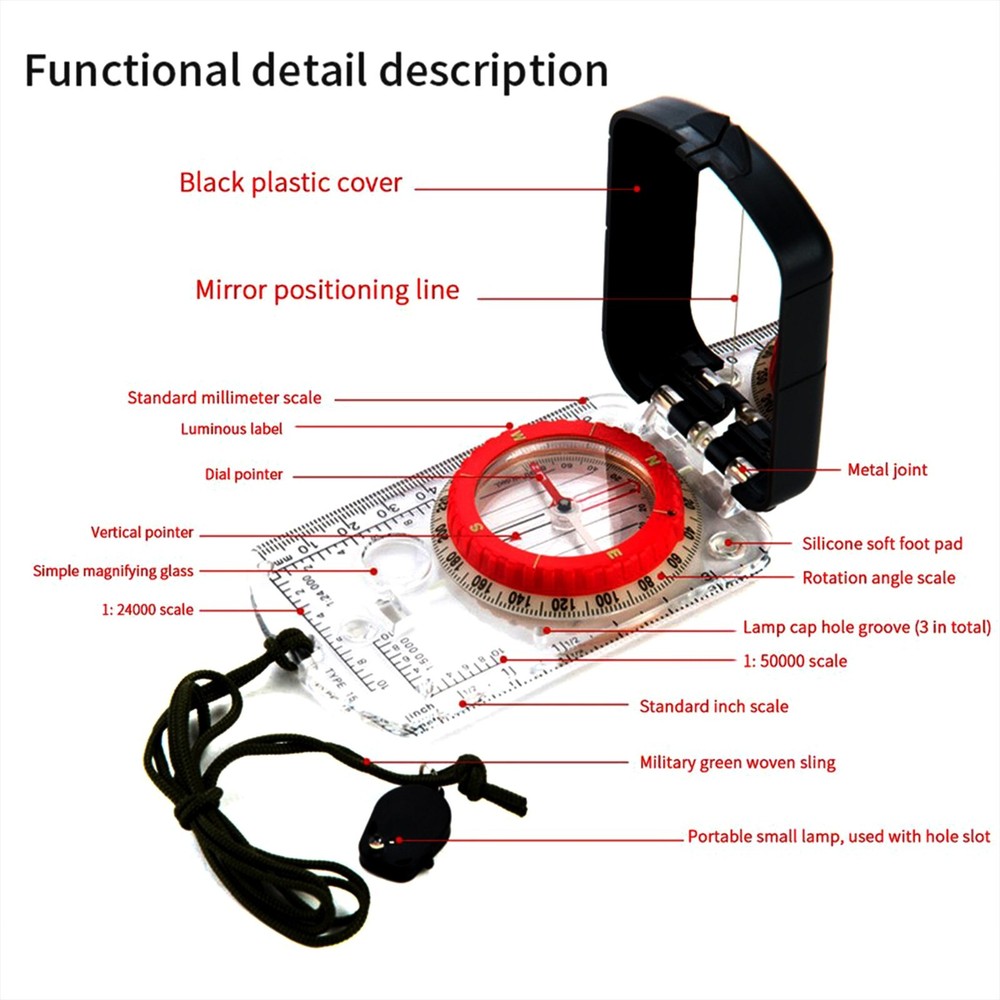 Sirius Survival Adjustable Declination Compass for Maps for Hiking & Navigation