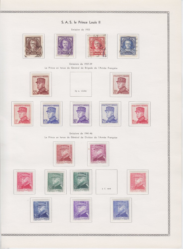 MONACO 1923/1937, 75 REGULAR STAMPS, MOSTLY MLH