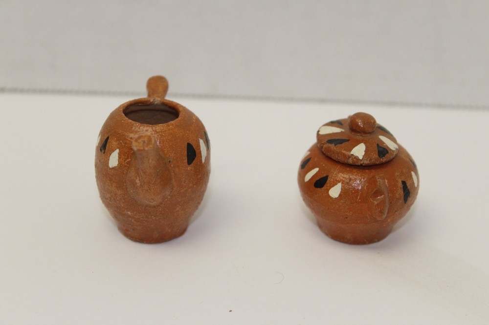 2 Piece Small Handpainted Clay Tea Set