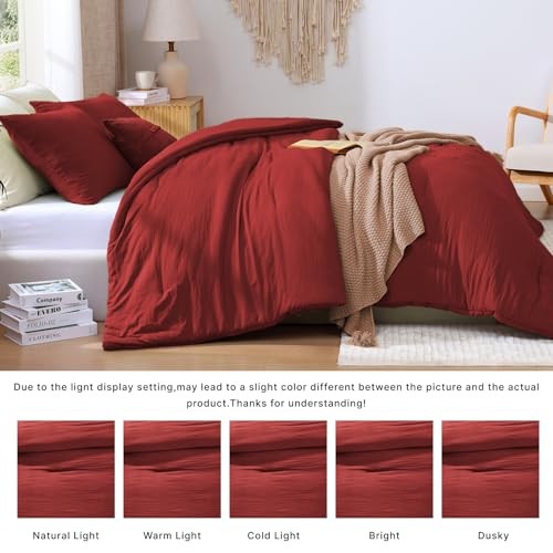 Queen Comforter Set - 3 Pieces Prewashed Comforter Queen(90"*90") Bright Red