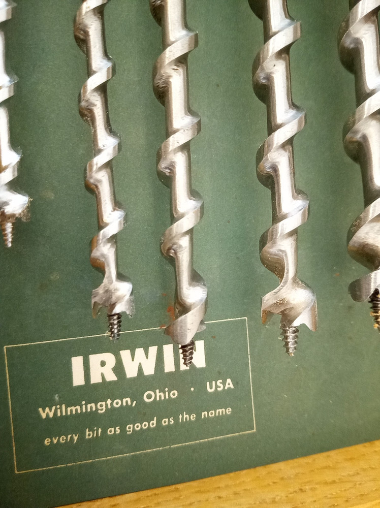 Vintage Irwin drill brace bits never used + paperwork & case