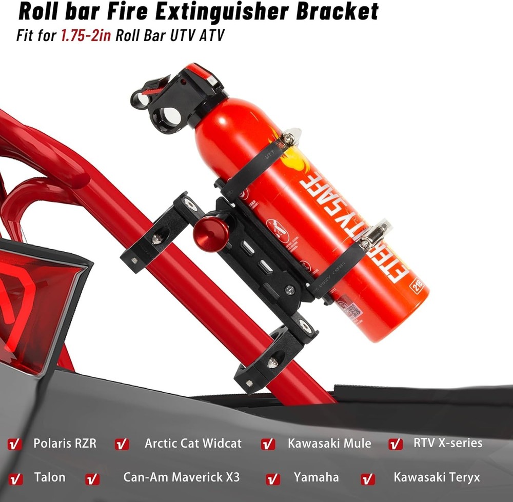 UTV Fire Extinguisher Mount Kit- Quick Release Roll Bar Fire Extinguisher Hol...