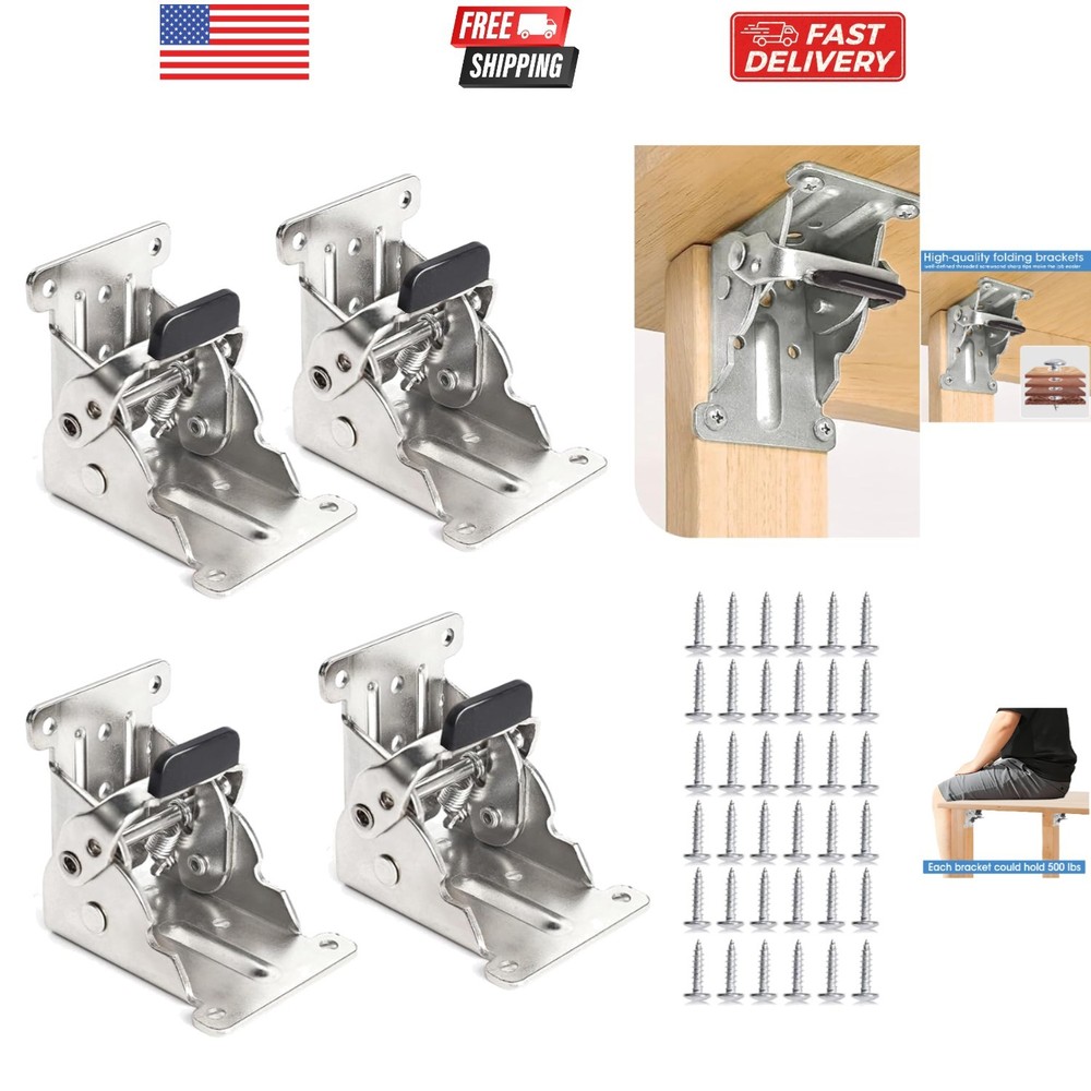 4 Pack Locking Hinge for Folding Leg Brackets,Heavy Duty Folding Brackets 90 ...
