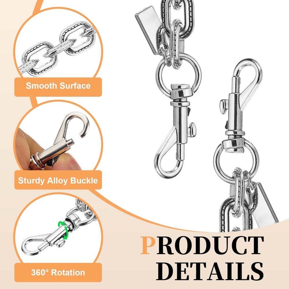 Alloy Bag Chain Strap, Purse Chains Extender Charm, Silver