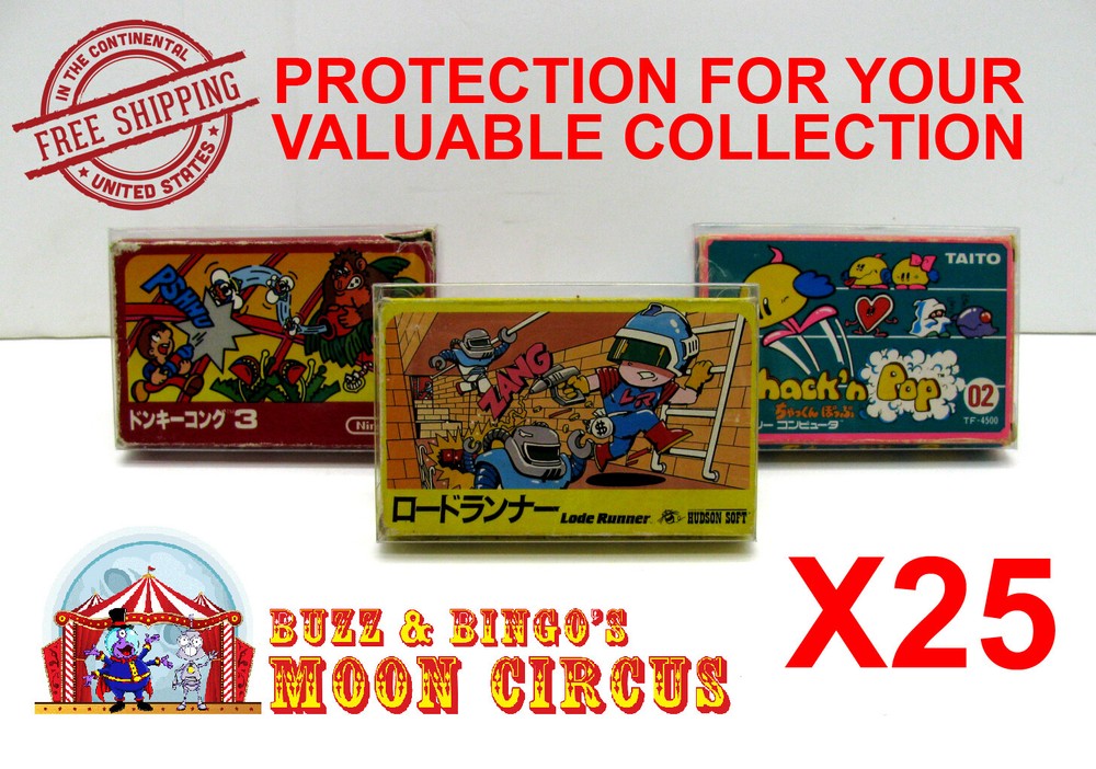 25X NINTENDO FAMICOM SMALL CIB GAME - CLEAR PLASTIC PROTECTIVE BOX - READ!
