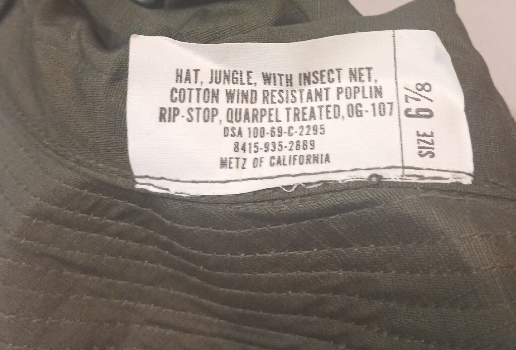 Vietnam Dated USGI Jungle Boonie Hat with Insect Net Free Shipping