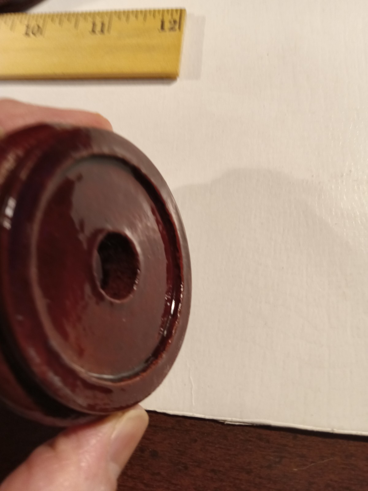 LOT of 12 Asian Carved Wood Display Stand 2.5in Diameter Footed Red Lacquer