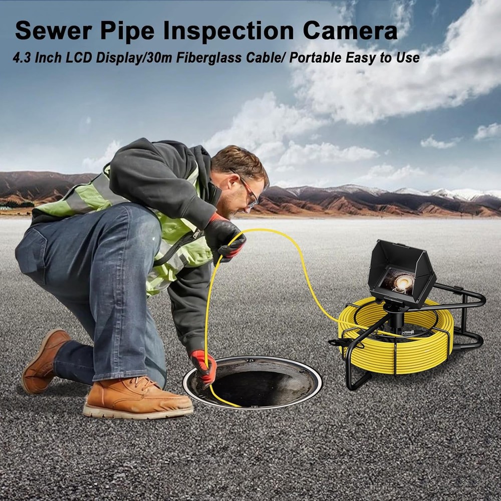 Sewer Camera 10m/32ft, 4.3" Pipe Drain Inspection Camera with DVR Function