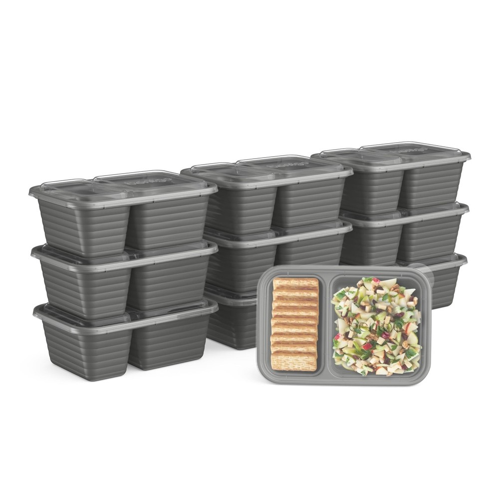 2 pack Prep 2-Compartment Snack Containers W/ Lids Reusable Microwaveable