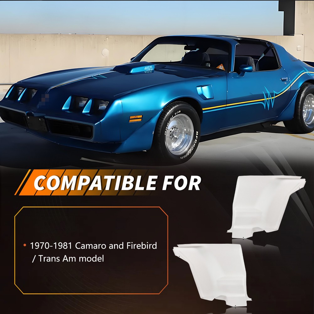 For 72-81 Camaro Firebird L&R Lower Plastic Rear Armrest Seat Side Panels White