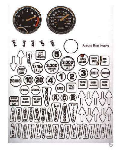 BANZAI RUN Pinball Machine Insert Decals