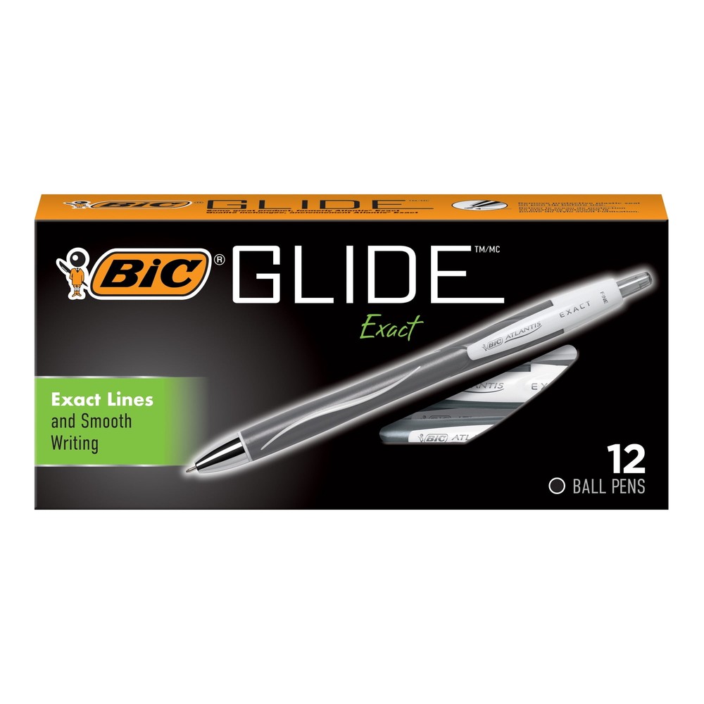 Atlantis Exact Retractable Ball Point Pen, Black, 12 Pack