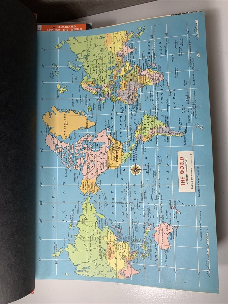 Vintage 1960 Illustrated Around-The-World Stamp Album - Without Stamps!