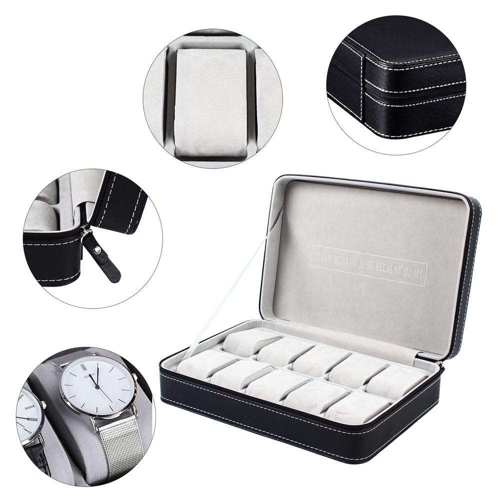 New Multiple Sizes Watch Display Case Storage Box Case | Leather Rounded Corner