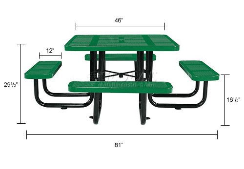 Global Industrial 46" Square Picnic Table Surface Mount Green